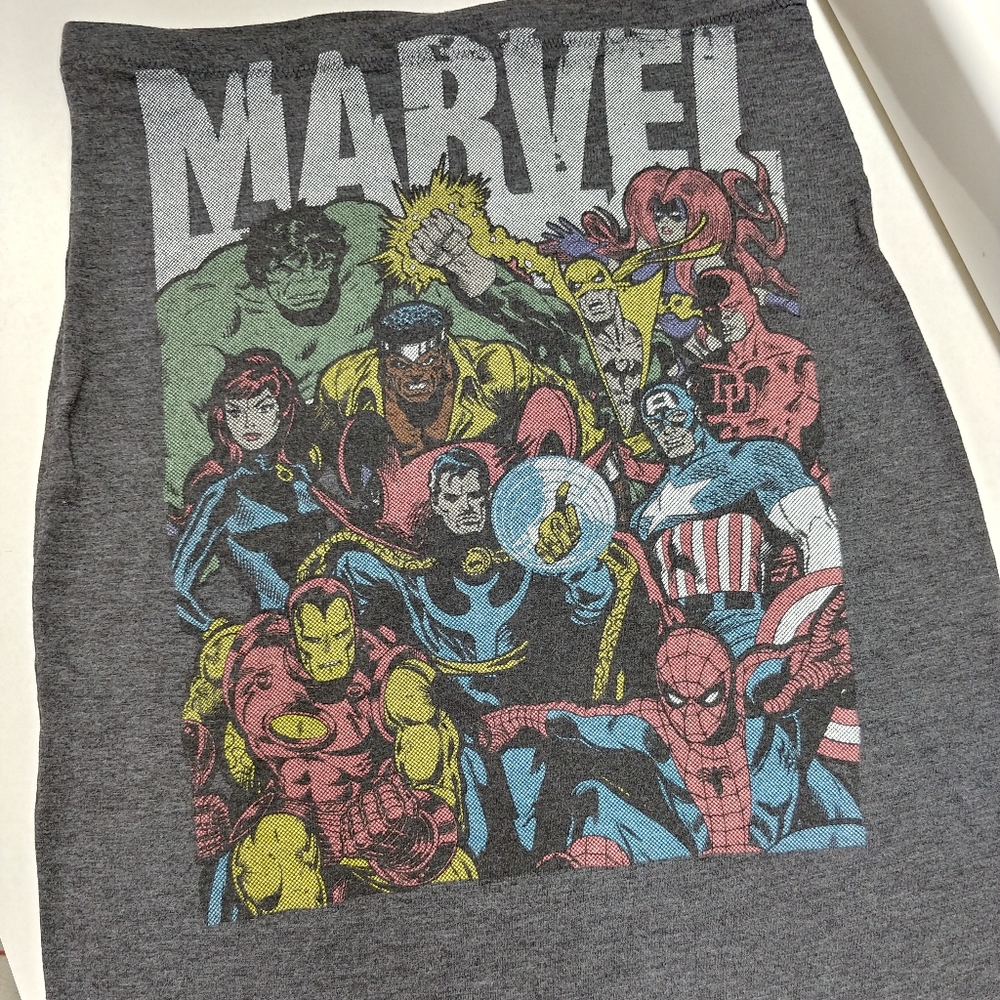 Upcycled Marvel Tshirt pencil skirt handmade